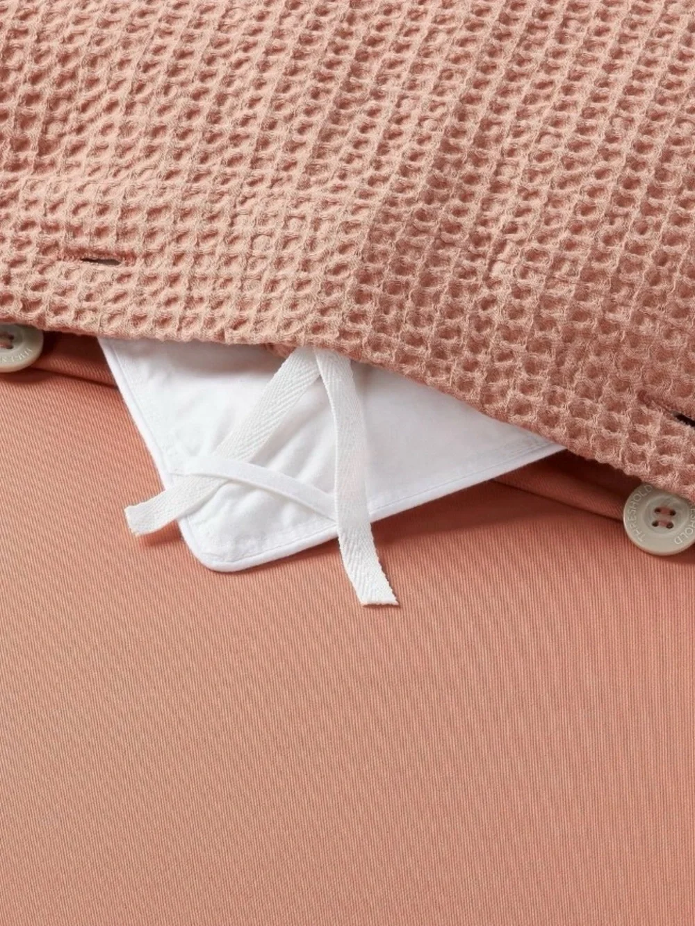 Twin/Twin Extra Long Washed Waffle Weave Duvet Cover and Sham Set Light Pink